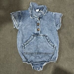 Denim Collared Bubble Front Pocket